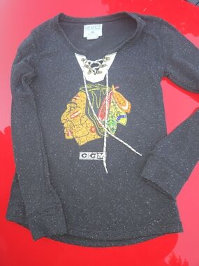 CCM Kids Black Lace-Up Graphic Long Sleeve Top